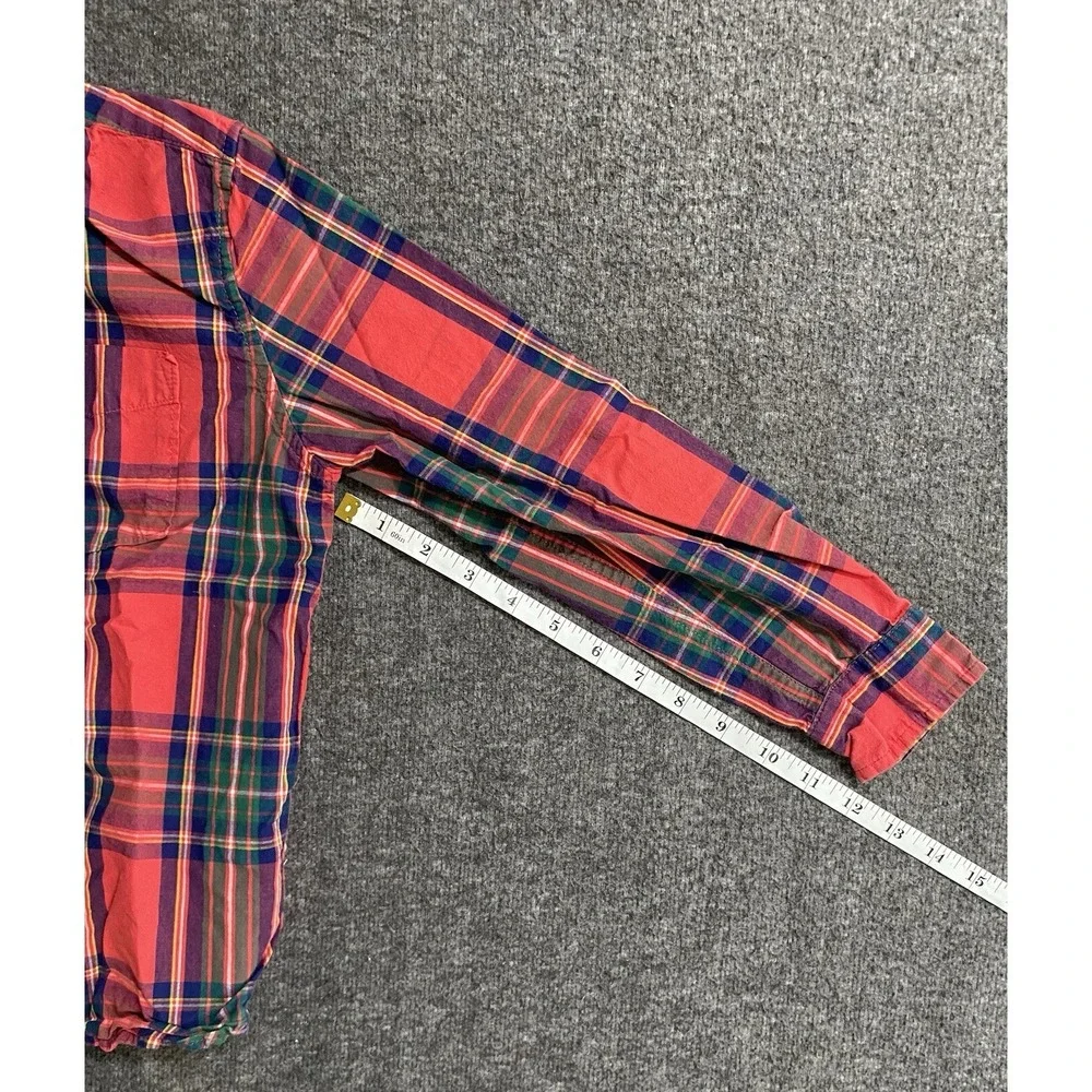 Gap Kids Boys Red Plaid Poplin Button Down Long Sleeve Shirt Size M 8-9